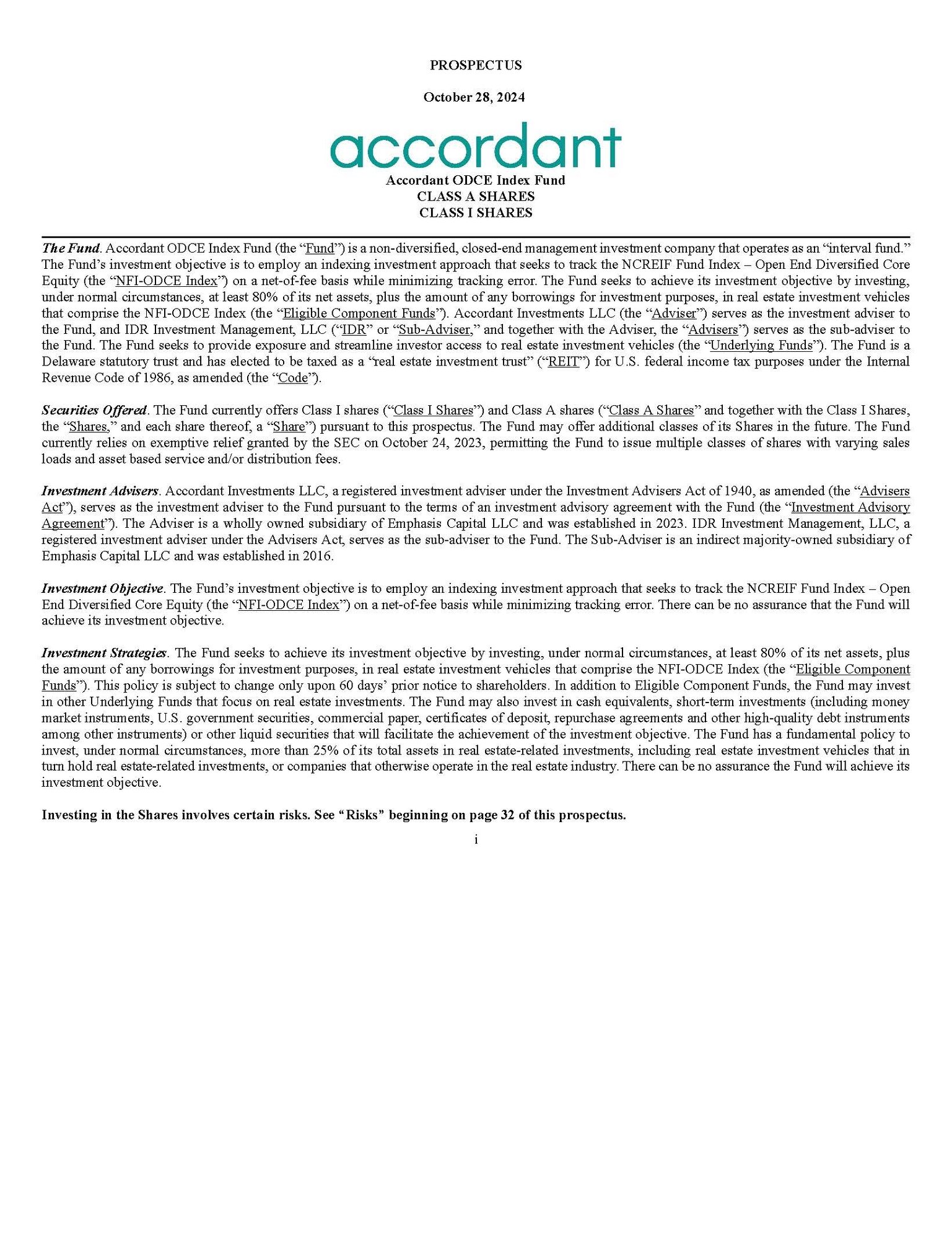 accordant-prospectus-odce-class-a-i 1