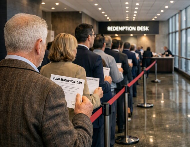 After the Gold Rush - The Old Man & the PRE - man holding form while in redemption queue