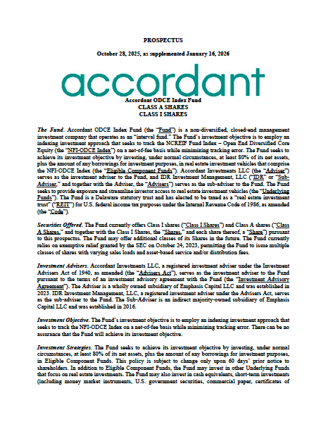 Accordant ODCE Index Fund Prospectus Class I Shares