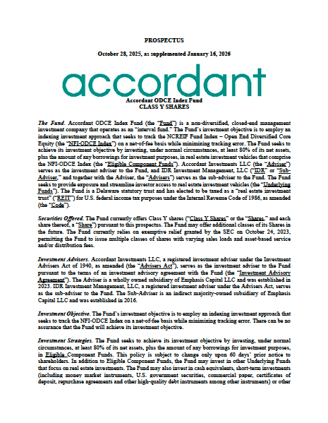 Accordant ODCE Index Fund Prospectus Class Y Shares